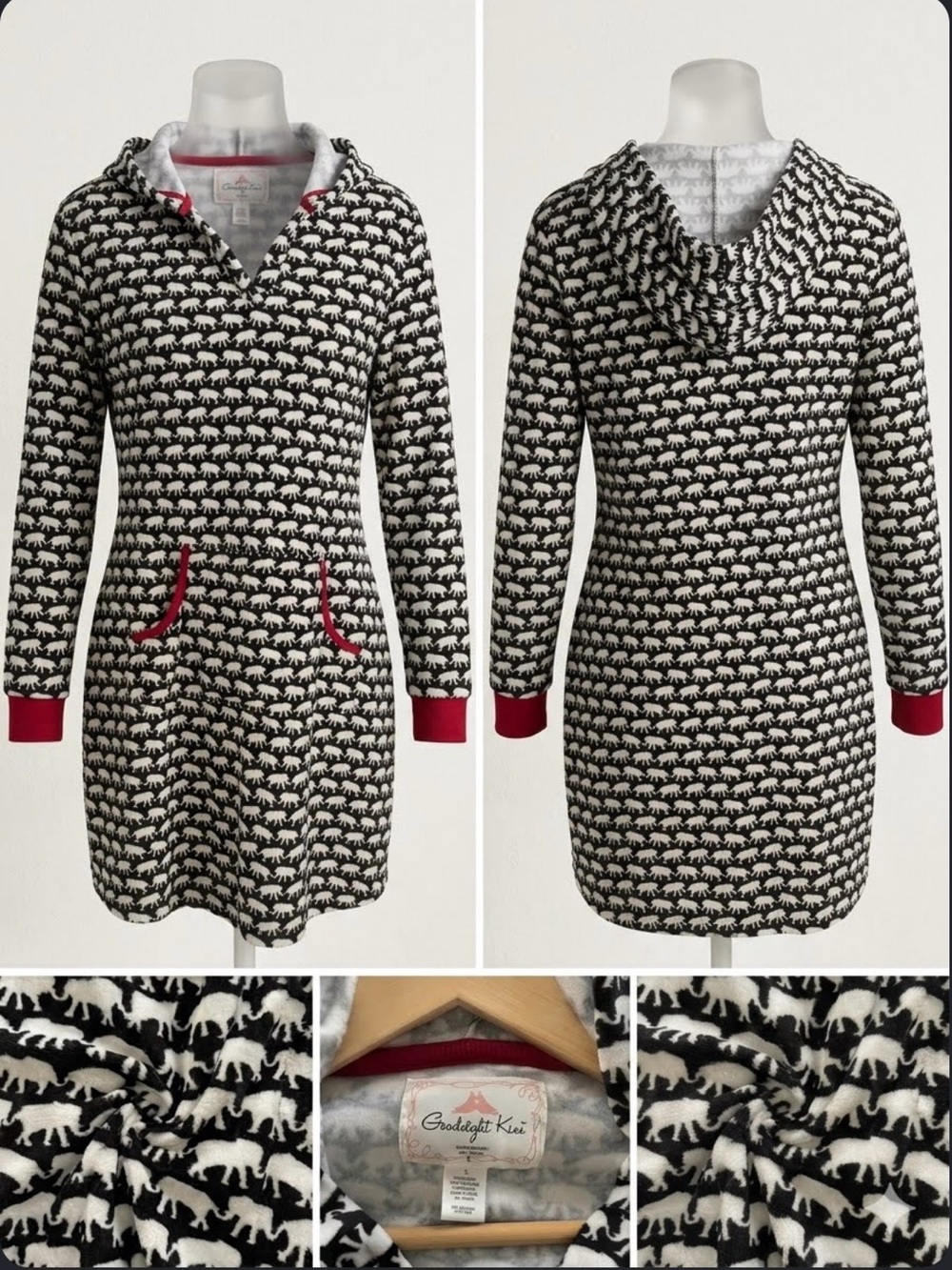 Goodnight Kiss Alabama Crimson Tide Elephant print hoodie nightgown